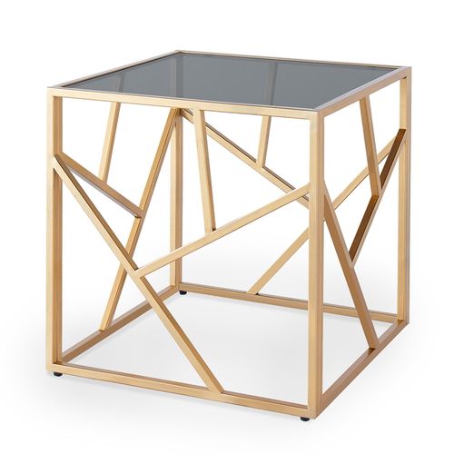 Table Basse Design En Verre Noir Et Métal Doré Carrée Solal