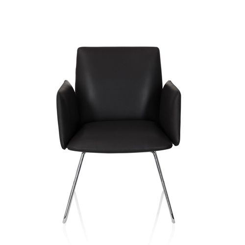 Chaise Visiteur / Chaise Au Piètement Traîneau Designia V Similicuir Noir Hjh Office