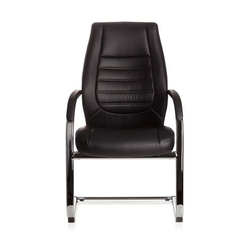 Chaise De Conférence / Siège À Piètement Luge / Chaise Vitoro V Simili-Cuir Noir Hjh Office