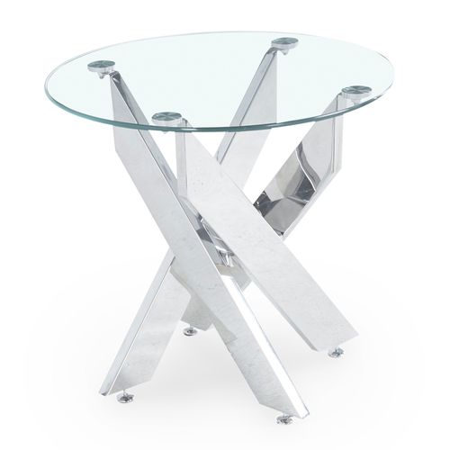 Table Basse Ronde Design En Verre Pieds Argentés Connor
