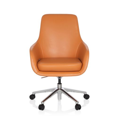 Chaise De Bureau / Fauteuil De Direction Bareno Cuir Orange Hjh Office