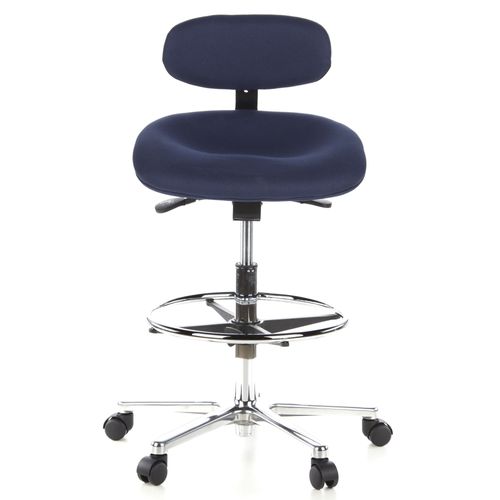 Siège Technique / Tabouret Technique / Tabouret Pivotant Work Mf, Tissu Bleu, Chromé Hjh Office