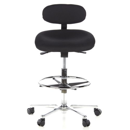Siège Technique / Tabouret Technique / Tabouret Pivotant Work Mf, Tissu Noir, Chromé Hjh Office