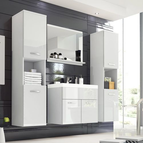Ensemble Meubles Salle De Bain Design Suspendu Xl - Blanc Laqué Harmony