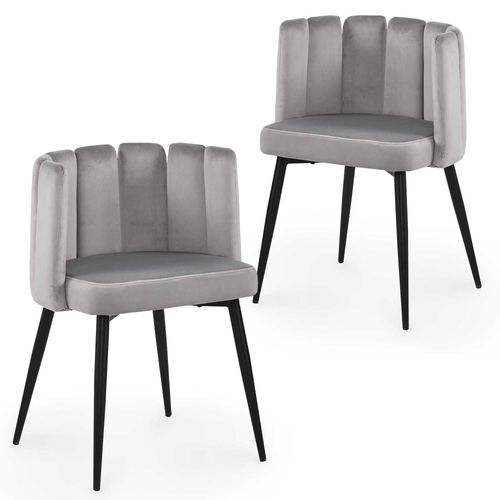 Lot De 2 Chaises Design En Velours Gris Debby