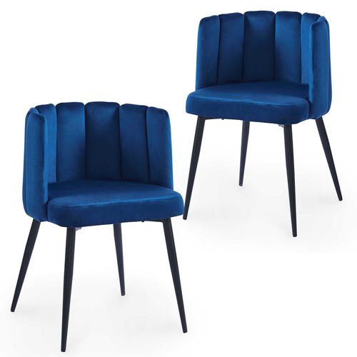 Lot De 2 Chaises Design En Velours Bleu Debby