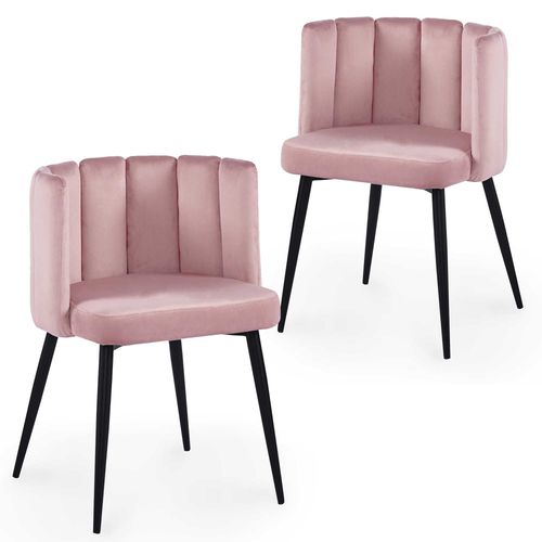 Lot De 2 Chaises Design En Velours Rose Debby