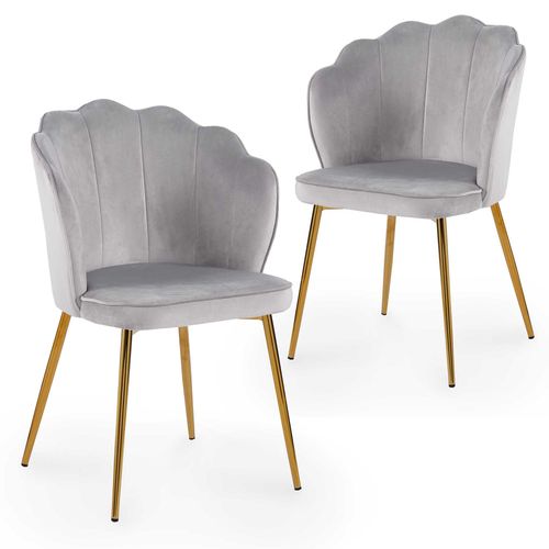 Lot De 2 Chaises Design En Velours Gris Garance