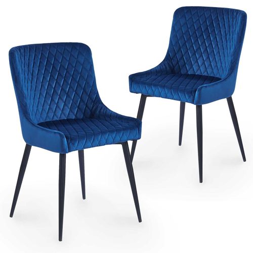 Lot De 2 Chaises Design En Velours Bleu Jenny