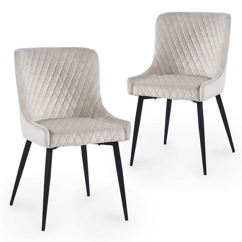 Lot De 2 Chaises Design En Velours Beige Jenny