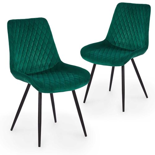 Lot De 2 Chaises Design En Velours Vert Yola
