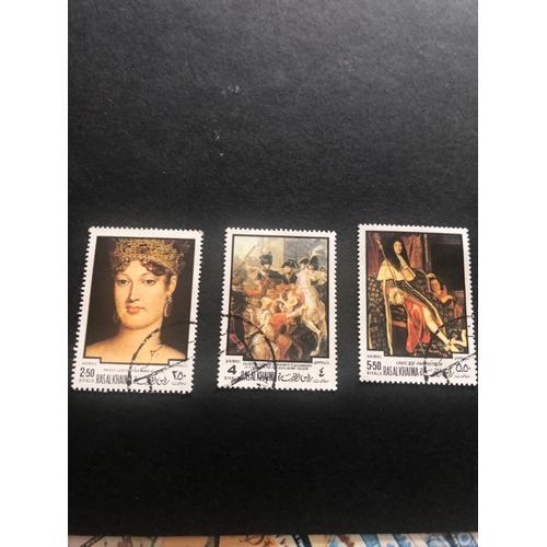 Lot De 3 Timbres Les Émirats Unis Rasal Khaima Célébrités Françaises