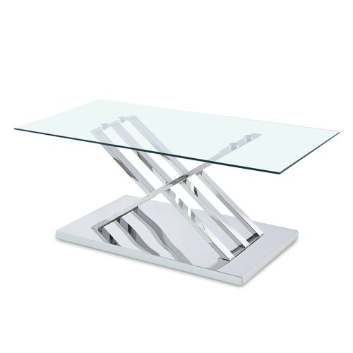 Table Basse Rectangulaire Design Avec Pieds Géométrique Argentés Nella