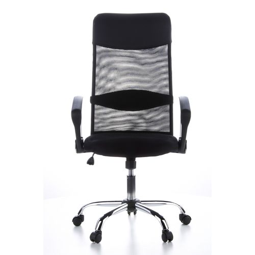 Siège De Bureau / Fauteuil De Direction Aria High, Tissu Maille / Simili Cuir Noir,Chromé Hjh Office