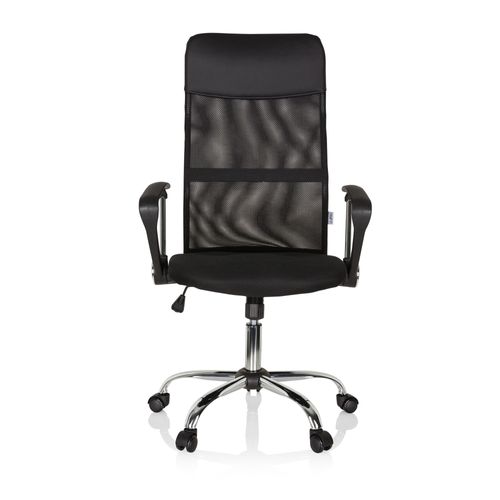 Chaise Bureau / Fauteuil De Direction Pure Net, Tissu Maille / Simili Cuir Noir Chrome Hjh Office