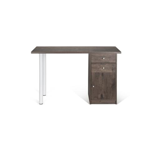 Bureau / Table Pour Ordinateur Easy Work Iii Noyer Foncé/Blanc Avec Caisson Hjh Office