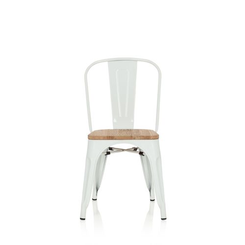 Chaise Vantaggio Comfort W Métal Blanc / Assise Bois Clair Hjh Office