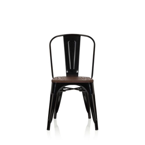 Chaise Vantaggio Comfort W Métal Noir / Assise Bois Foncé Hjh Office