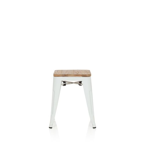 Tabouret Vantaggio W Métal Blanc / Assise Bois Clair Hjh Office