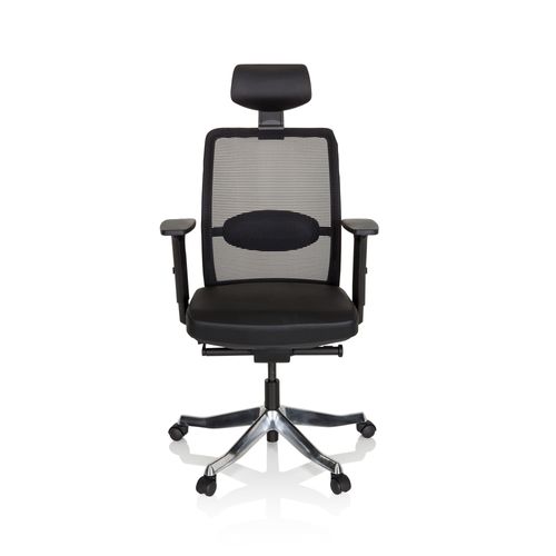 Chaise De Bureau / Siège Pivotant Senator Pro Tissu Maille / Cuir Noir Hjh Office