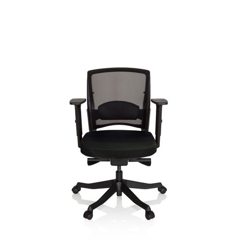 Chaise De Bureau / Siège Pivotant Ikast Base Tissu Maille Noir / Tissu Noir Hjh Office