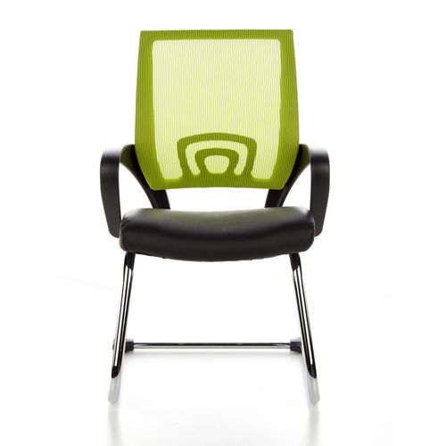 Siège De Conférence / Piètement Luge Visto Net V, Tissu Maille Noir / Vert, Chromé Hjh Office