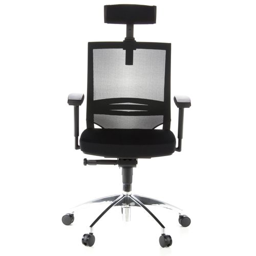 Siège De Bureau / Fauteuil De Direction Porto Max, Assise Tissu / Dossier Maille, Noir Hjh Office