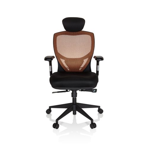 Siège De Bureau / Fauteuil De Direction Venus Base, Assise Tissu / Dossier Maille Orange / Noir Hjh