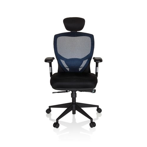 Siège De Bureau / Fauteuil De Direction Venus Base, Assise Tissu / Dossier Maille Bleu / Noir
