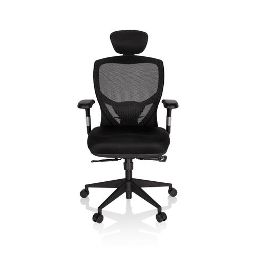 Siège De Bureau / Fauteuil De Direction Venus Base, Assise Tissu / Dossier Maille Noir Hjh Office