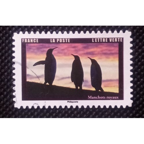France 2022 Timbre Oblitéré Y&t 2102 Cachet Rond Manchots Royaux Du Carnet Faune. Les Animaux Au Crépuscule
