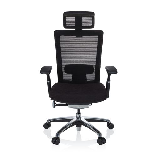 Chaise De Bureau Nova Pro I Alu Tissu Noir Hjh Office