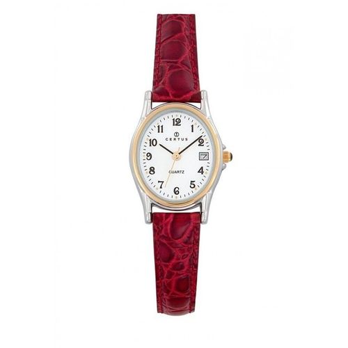 Certus Montre Femme Acier Bicolore Cuir Rouge 645325