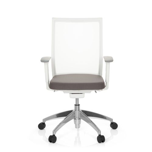 Chaise De Bureau / Chaise Bureau Aspen White Tissu Maille Transparent / Assise Tissu Gris Hjh Office