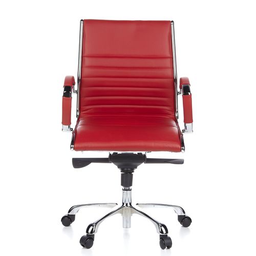 Siège De Bureau / Fauteuil De Direction Parma 10, Cuir Rouge, Chromé Hjh Office