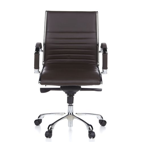 Siège De Bureau / Fauteuil De Direction Parma 10, Cuir Marron, Chromé Hjh Office