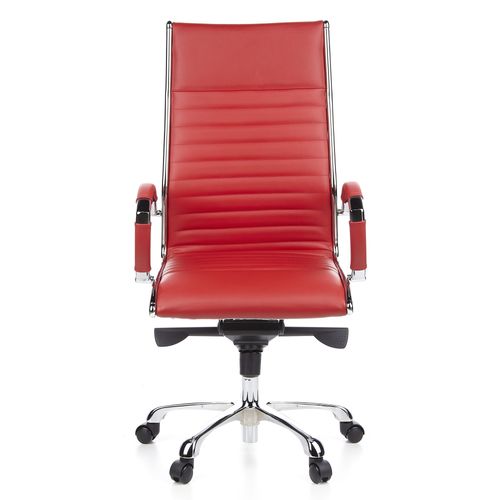 Siège De Bureau / Fauteuil De Direction Parma 20, Cuir Rouge, Chromé Hjh Office