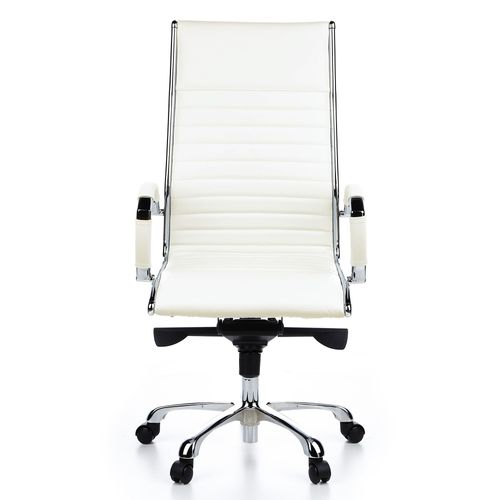 Siège De Bureau / Fauteuil De Direction Parma 20, Cuir Blanc, Chromé Hjh Office