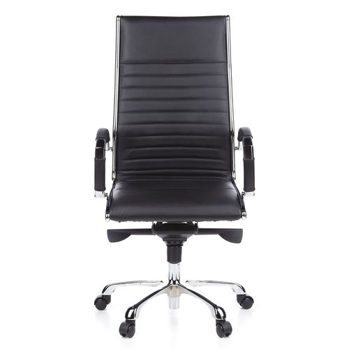 Siège De Bureau / Fauteuil De Direction Parma 20, Cuir Noir, Chromé Hjh Office