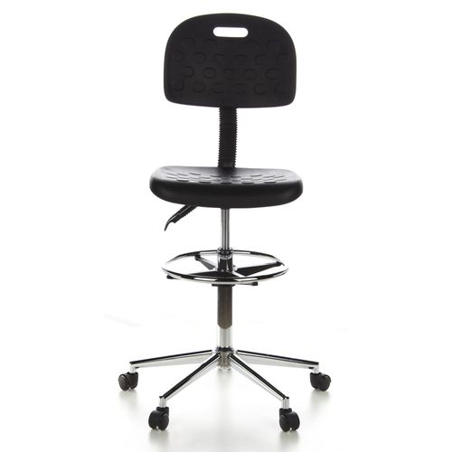 Siège Technique/ Tabouret Technique / Tabouret Pivotant Top Work 23, Mousse Rigide, Noir, Chromé