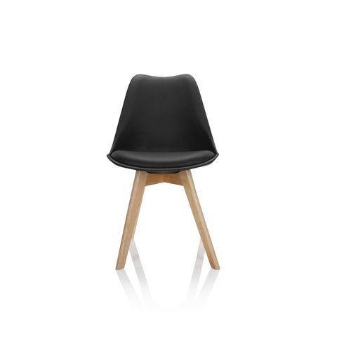 Siège Visiteur / Chaise Coque Scandi Plastique Noir Set Dans Un Lot De 4 Hjh Office