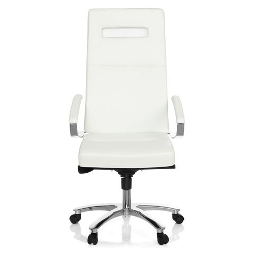 Chaise De Bureau / Chaise Pivotante Palanga Cuir Blanc Chrome Hjh Office