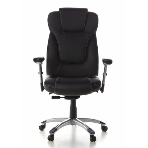 Siège De Bureau / Fauteuil De Direction Embassy 200, Cuir Fin Noir Hjh Office
