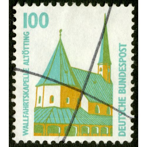 Timbre Oblitéré Deutsche Bundespost, Wallfahrtskapelle Altotting, 100