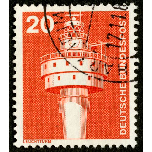 Timbre Oblitéré Deutsche Bundespost, Leuchtturm, 20