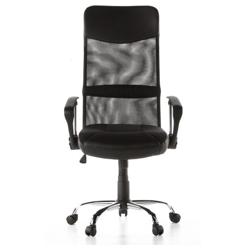 Siège De Bureau / Fauteuil De Direction Arton 20, Maille / Simili Cuir Noir, Chromé Hjh Office