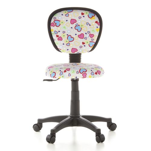 Siège De Bureau Enfant / Siège Pivotant Kiddy Top, Tissu Rose Motif Fleurs & CUrs Hjh Office