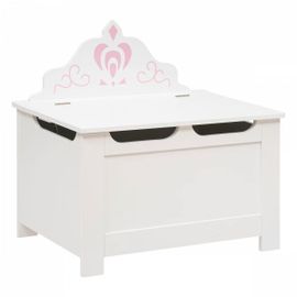 Coffre À Jouets Couronne Blanc Et Rose