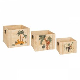Lot De 3 Cagettes De Rangement Jungle