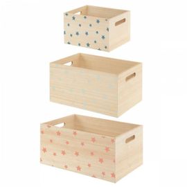 Lot De 3 Cagettes De Rangement Étoile
